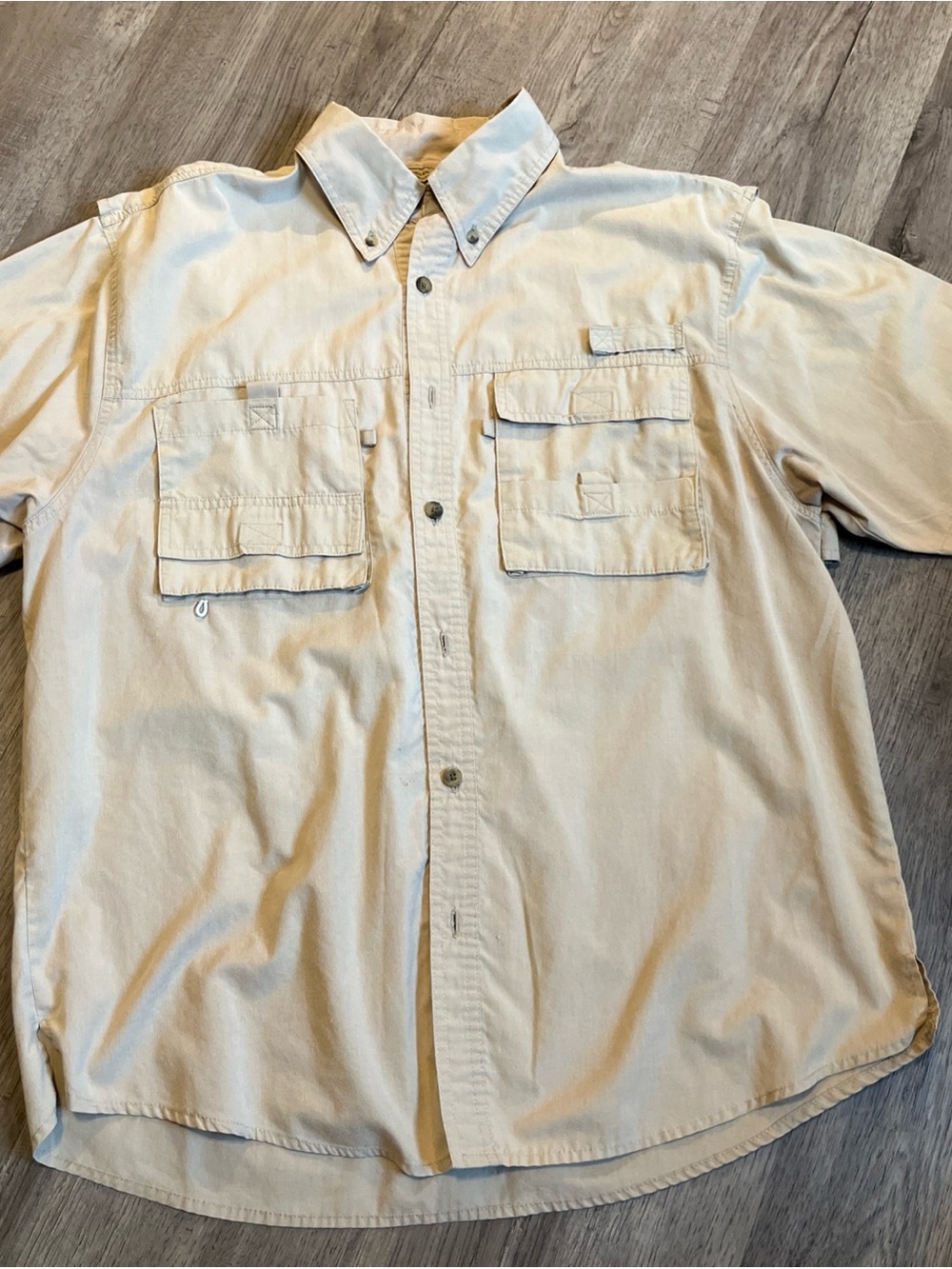 Casual Button-Up Fishing Shirt in khaki L